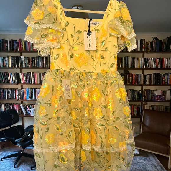 Bramble JESSAKAE sequin dress in yellow medium mini midi - Picture 5 of 6